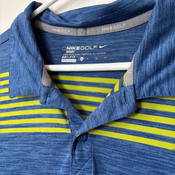 🎉4/30$🎉 Nike Golf Blue Green Striped Polo Shirt Size XL - Picture 2 of 5